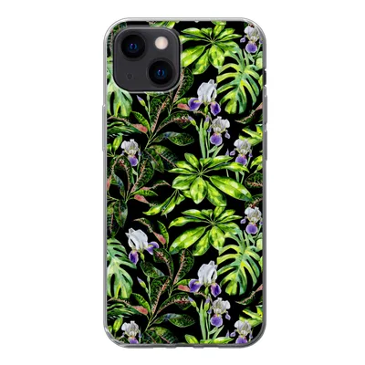 Produktbild von MuchoWow® Handyhülle Schutzhülle Hülle für iPhone 13 mini Blume - Blätter - Muster Silikon Softcase Handy Hülle - Softcase