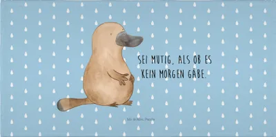 Produktbild von Mr. & Mrs. Panda Handtuch Schnabeltier Mut - Blau Pastell - Geschenk, Motivation, Neustart, Büro, Flauschtuch, Frotteehandtuch, Arbeit, Meer, Händehandtuch, kleines