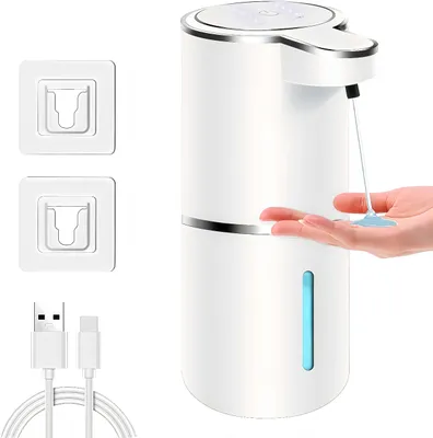 Produktbild von Seifenspender Automatisch, 380ml Elektrischer Seifenspender mit Sensor Infrarot, IPX5 Wasserdicht, USB Wiederaufladbarer Seifenspender