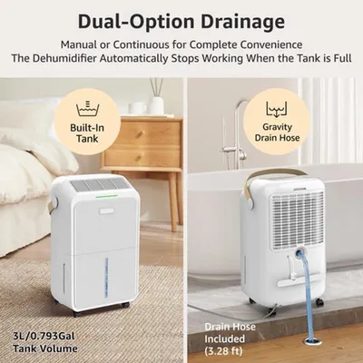 Obrázok produktu pre Odvlhčovač vzduchu s kapacitou 16 litrov za deň - 500 W - Vhodný pre miestnosti do 45 m² - Elektrický s nádržou na vodu