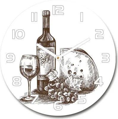 Produktbild von Wanduhr aus Glas 30fi Glasbild Glasuhr Gehärtetes Glas - weisse-zeiger - Wine and snacks