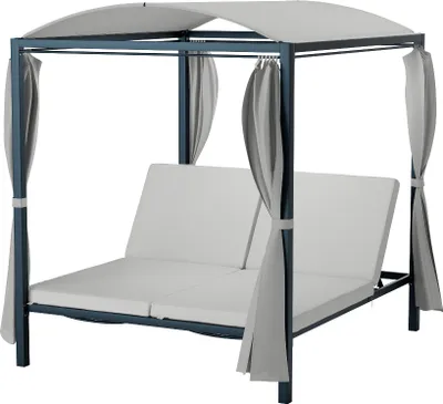 Produktbild von Blumfeldt Eremitage Double XL Sonnenliege 2 Personen - Verstellbare Rückenlehne, Sonnenschutzvorhänge, Wetterfester Stahlrahmen, Abnehmbares Dach, Garten & Terrasse Entspannung