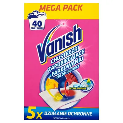 Zdjęcie produktu dla Vanish, Chusteczki zapobiegające farbowaniu, 20 sztuk