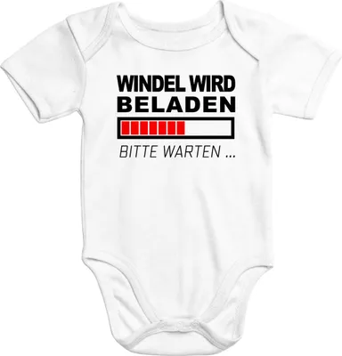Produktbild von lustiger Baby-Body Windel wird beladen Baumwolle kurzarm Aufdruck Moonworks®  0-3 Monate