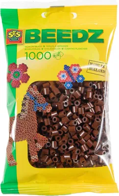 Produktbild von SES Creative Beedz 00725 Bügelperlen – 1000 Dunkelbraune Perlen, Ideal für kreative Kinderbastelarbeiten, ab 5 Jahren, Sicherungsperle, 1000 Stück(e), Braun, Junge/Mädchen, 5 Jahr(e), 12 Jahr(e)