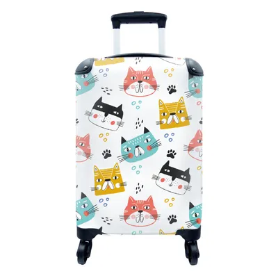 Obrázok produktu pre Kufrík Ručná batožina na kolieskach Malý cestovný kufor so 4 kolieskami Chlapci - Vzory - Mačky - Veľkosť kabíny < 55x40x23 cm & 55x40x20 cm - Foto