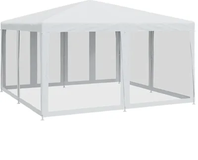 Produktbild von vidaXL Partyzelt mit 8 Mesh-Seitenteilen Weiß 4x4 m HDPE