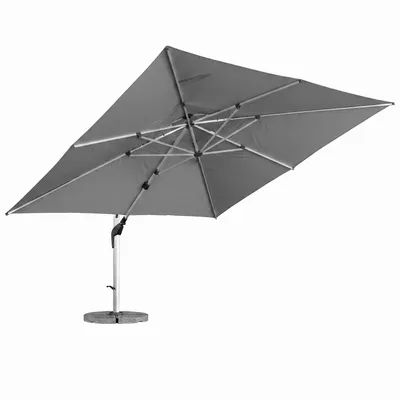Produktbild von anndora Ampelschirm 4x4 m, Kurbel und Granitplatten inklusive, Silbergrau