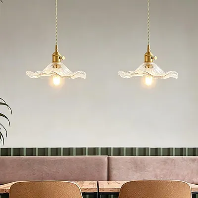 Produktbild von ZELURXX 2er-Set Pendelleuchte Glas, Nordic Hängelampe mit Glasschirm, höhenverstellbar für Esszimmer Küche Wohnzimmer Bar, Transparent