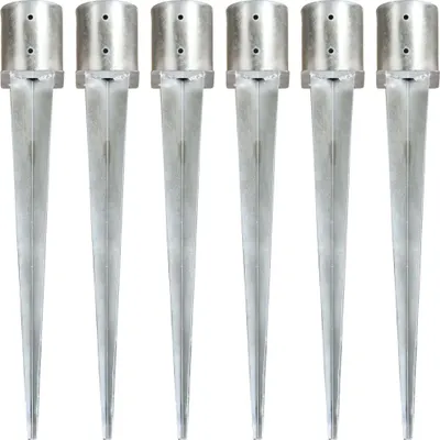 Image de Piquets au sol 6 pcs Argenté 12x91 cm Acier galvanisé