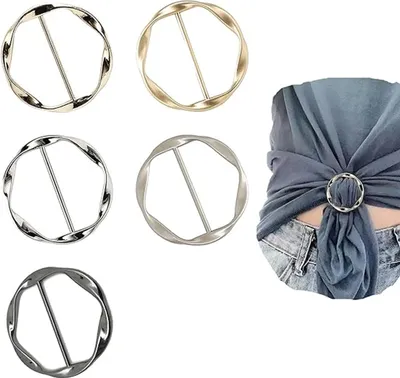 Produktbild von 5 Stück Seidenschal-Ring-Clip, T-Shirt-Krawattenklammern für Damen, modischer runder Metall-Clip mit Schnalle, Kleidungsring-Wickelhalter