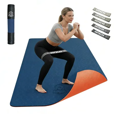 Image de Tapis de yoga, surface antidérapante, sac de transport portable, couleur bleue
