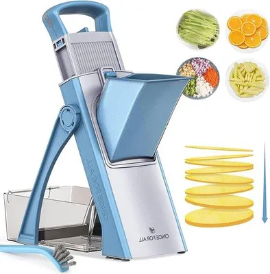 Produktbild von Famanu Mandoline Gemüseschneider - 4 Schneidmodi - Einstellbare Dicke