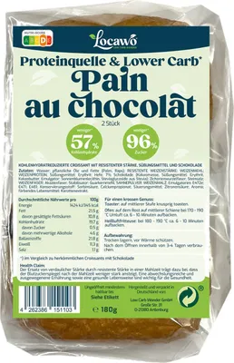 Produktbild von Locawo Proteinquelle Low Carb Pain au chocolat | Schokocroissant 180g