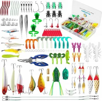 Productafbeelding van Famanu Angelköder Set: 155-delig – spinners, haken, draaiverbindingen, tangen