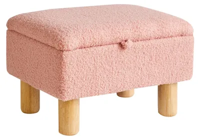 Imagen del producto de Omgoods - Reposapiés con espacio de almacenamiento, otomana acolchada en color rosa