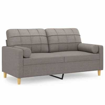 Obrázok produktu pre vidaXL 2-miestna pohovka s dekoratívnymi vankúšmi Taupe 140 cm Látka