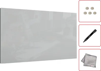Produktbild von Glasboard, grau 90x60cm - rahmenloses Glasboard, gehärtetes Glas zur Verwendung mit Neodym-Magneten