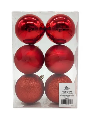 Produktbild von Kunststoff Weihnachtskugel Ø 8cm matt hochglanz glitzer Deko Kugel Christbaumschmuck rot 1 Set - 6 Stück