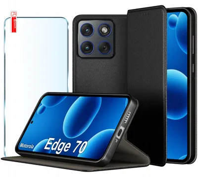 Immagine prodotto di Custodia in pelle con chiusura magnetica per Motorola Edge 70 + vetro 9H