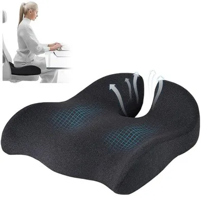 Productafbeelding van Unyqoos® Ergonomisch zitkussen met traagschuim, U-vorm, 43 x 43 x 12,5 cm – geschikt voor kantoor, auto en rolstoel, afneembare en wasbare hoes, antislip
