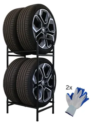 Image de Étagère pour pneus, modèle pour 4 pneus, avec 2 niveaux, dimensions : 104 x 55 x 40 cm