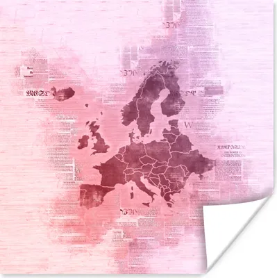 Produktbild von MuchoWow® Poster Karten - Europa - Aquarell - Zeitung 100x100 cm - Babyzimmer