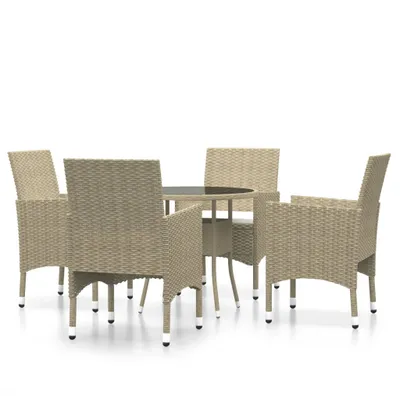 Produktbild von vidaXL 5-tlg. Garten-Essgruppe Poly Rattan Beige
