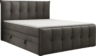 Produktbild von KSHOMECONCEPT Boxspringbett 180x200 cm, Bett mit Bettkasten und Bonellmatratze und Topper, SUPREME, Dunkelgrau