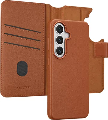 Zdjęcie produktu dla Etui Accezz Leather Bookcase 2 w 1 z MagSafe do telefonu Samsung Galaxy S26 – kolor Sienna Brown
