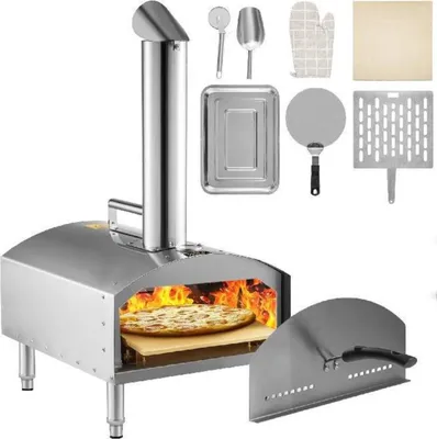 Immagine prodotto di Forno per pizza da esterno Happyment – Forno a legna – Pizza cotta a legna fino a 230 °C – Pietra per pizza e pala per pizza incluse