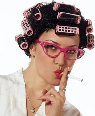 Produktbild von Perücke Elegante Lockenwickler Locken Pink schwarz lockig kurz short black wig