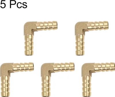 Image de Raccord Laiton 10mm Coudé 90 Degrés Raccord Cannelé Tuyau Connecteur Filetage Mâle Air Eau Huile 5pcs
