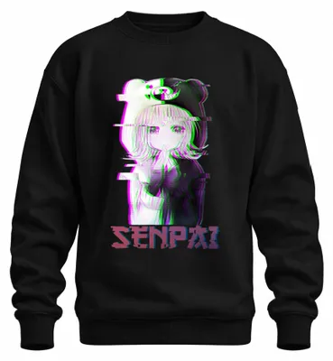 Produktbild von SENPAI Anime Kawaii Chibi Glitch Manga Otaku Bär Kapuze Sweatshirt Pullover, Schwarz, S