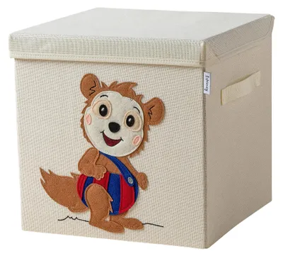 Produktbild von LIFENEY meets Bobo Siebenschläfer Aufbewahrungsbox mit Deckel für Kinder - Box mit dem kultigen Siebenschläfer zum Verstauen von Spielzeug - 33 x 33 x 33 cm passend für klassische Würfelregale