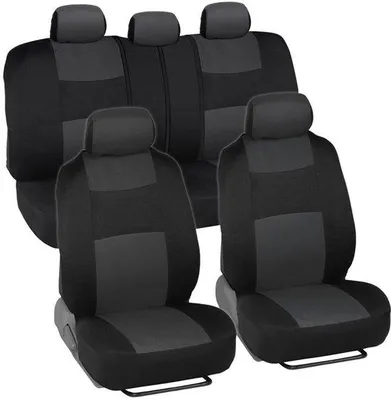 Produktbild von Autostoelhoezen komplettset für Vorder- und Rücksitz, einfache Installation, Accessoires für Autos, LKWs, Bestellwagen, SUV, Grau Schwarz