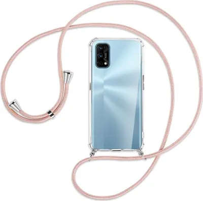 Produktbild von Handykette Backcover-Schutzhülle mit Band (Metall silberfarben) für Realme 7 Pro - roségold