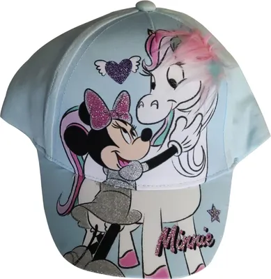 Produktbild von Disney Minnie Mouse Kappe Basecap Mütze Minnie mit Pony, Glitzer für Kinder hellblau Größe 50