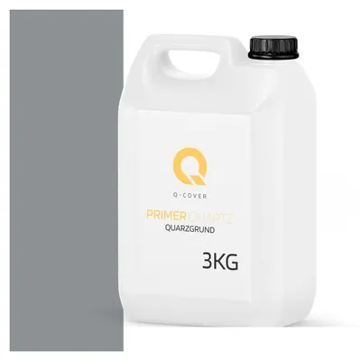 Produktbild von Quarzgrund für Silikonharz-Putz Grau RAL 7045 3 kg – Haftgrund für innen & außen, quarzhaltige Grundierung Q-COVER