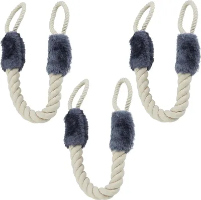 Produktbild von Relaxdays Türkordel 3er Set, Türstopper Klinke, 60 cm lang, Klemmschutz für Kinder & Tiere, Tür Seil maritim, beige/grau