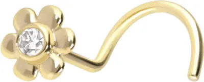 Produktbild von Nasenpiercing, Nasenstecker 14/18 Karat Gold Nasenstecker Spirale MOISSANIT + BLUME