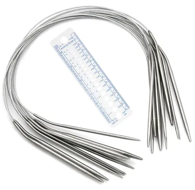Rundstricknadeln 80 cm, 10 Stück, Edelstahl, 2,5–10 mm