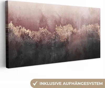 Produktbild von MuchoWow® - Leinwandbilder - Glitter - Gold - Abstrakt, Wandbild, Wanddeko Bilder Wohnzimmer, 80x40 cm