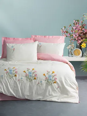 Zdjęcie produktu dla L'Essentiel Linge de Maison, Delbin - Pink, zestaw podwójnej poszwy na kołdrę Ranforce, 100% BAWEŁNA RANFORCE, różowy, 200 x 220 cm