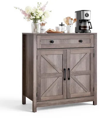 Produktbild von VEVOR Küchenschrank, Sideboard mit Schublade & 2 Scheunentüren, Buffetschrank für Wohnzimmer, Esszimmer Eingangsbereich, Flur, Küche, 75x37,5x80 cm, Landhausstil, Grau