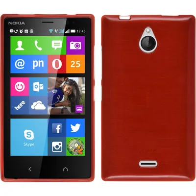 Produktbild von PhoneNatic Case kompatibel mit Nokia X2 - rot Silikon Hülle brushed + 2 Schutzfolien