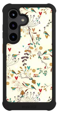 Produktbild von NIVOCASE Hülle für Samsung Galaxy S24  Stoßfeste Handyhülle NIVOmax Case Schwarz Blumen Retro Vogel
