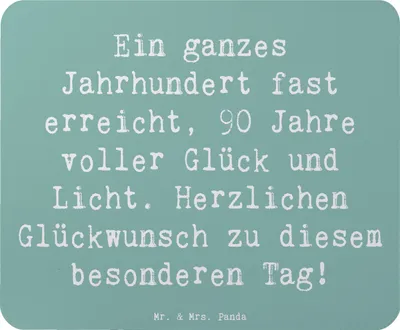 Produktbild von Mr. & Mrs. Panda Mouse Pad Spruch 90. Geburtstag - Meeresbrise - Geschenk, mauspad laptop, mousematte, Happy Birthday, computer mousepad, 90 Jahre, wunderbare Erlebnisse