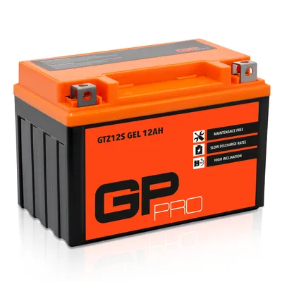 Immagine prodotto di Batteria al gel GP-PRO 12V 12Ah GTZ12S per moto, senza manutenzione, sigillata e precaricata simile a YTZ12S YTX12A-BS