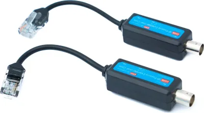 Produktbild von SYSTEM-S 2x Coaxial Kabel 10 cm RJ45 Stecker zu BNC Buchse für HD Kameras in Schwarz